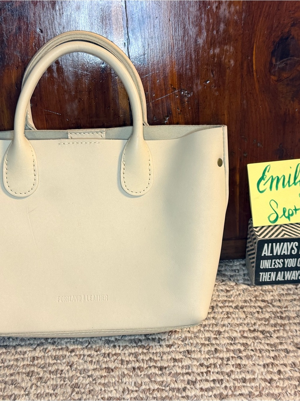 Portland Leather Cream Structured Mini Tote